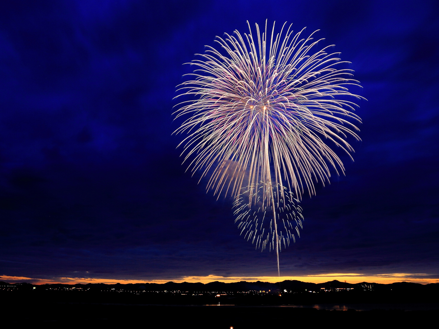 A large firework exploding over a dark night sky